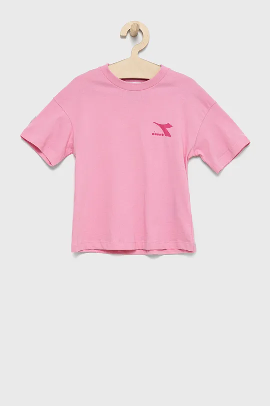 рожевий Дитяча бавовняна футболка Diadora Для дівчаток