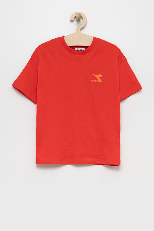 czerwony Diadora t-shirt bawełniany dziecięcy Dziewczęcy