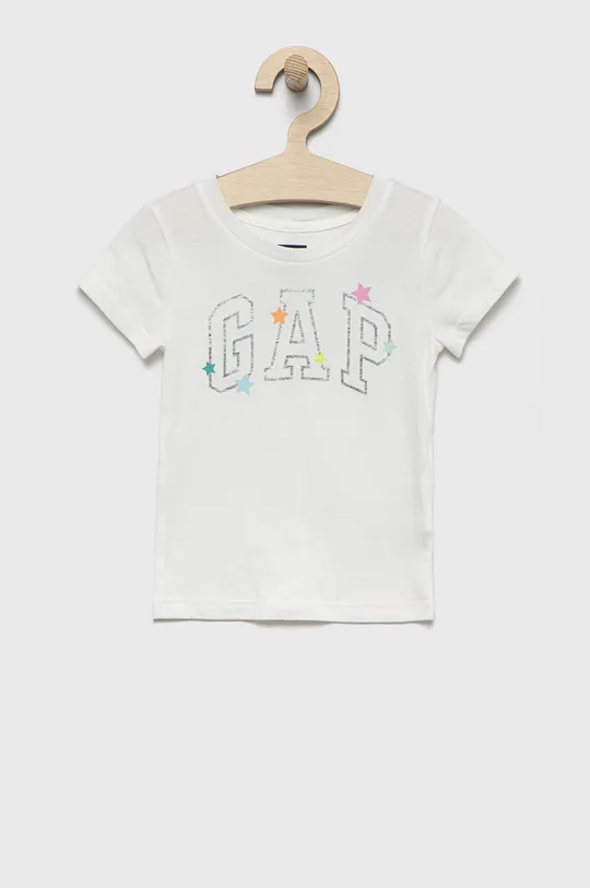 білий GAP дитяча бавовняна футболка Для дівчаток
