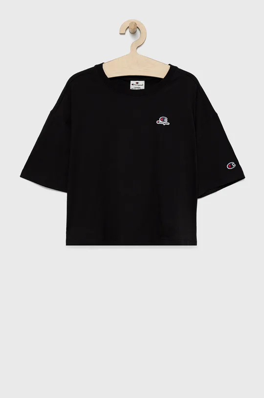 czarny Champion t-shirt bawełniany dziecięcy 404337 Dziewczęcy