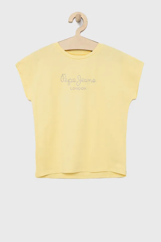 żółty Pepe Jeans t-shirt bawełniany dziecięcy Dziewczęcy