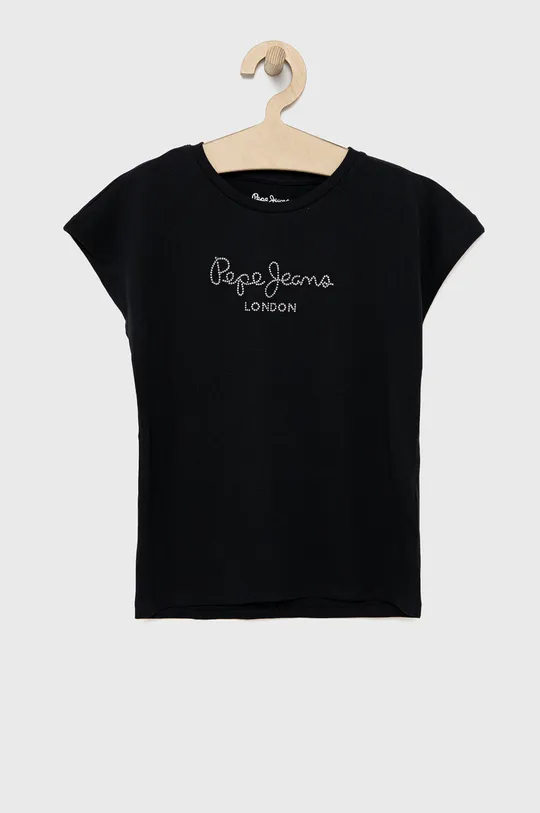 crna Dječja pamučna majica kratkih rukava Pepe Jeans Za djevojčice