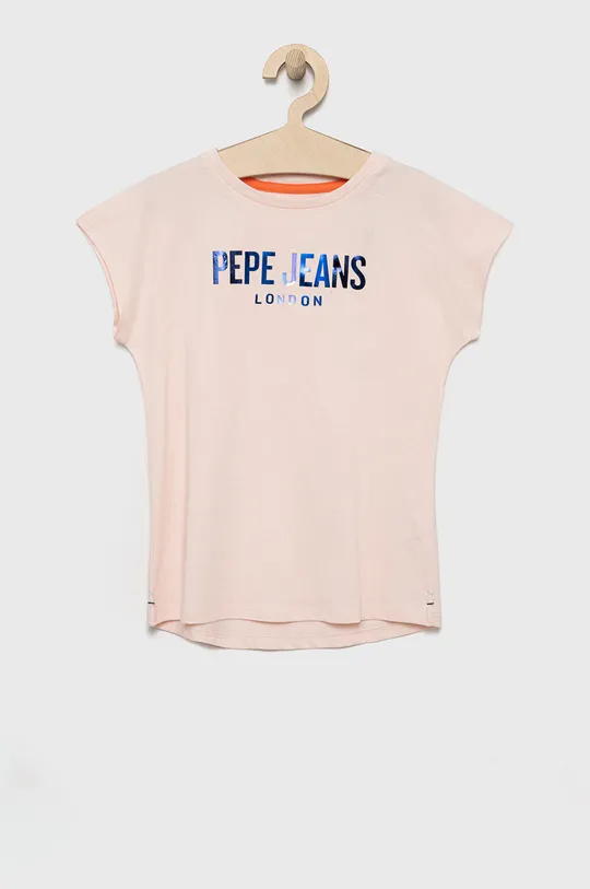 różowy Pepe Jeans t-shirt bawełniany dziecięcy Dziewczęcy