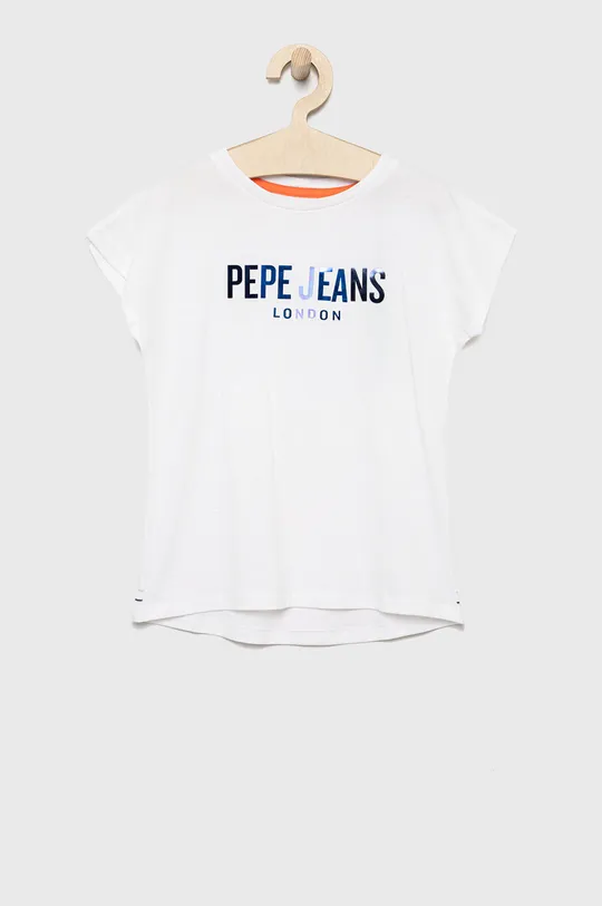 biela Detské bavlnené tričko Pepe Jeans Dievčenský