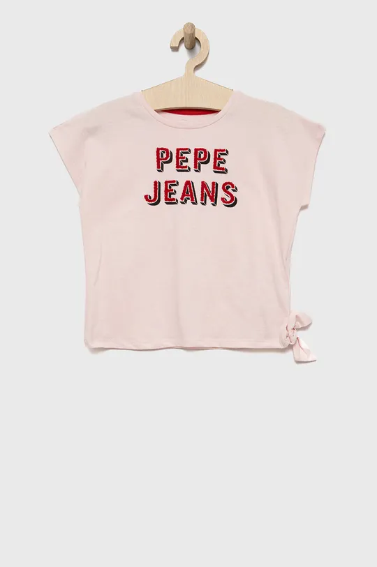 różowy Pepe Jeans t-shirt bawełniany dziecięcy Dziewczęcy
