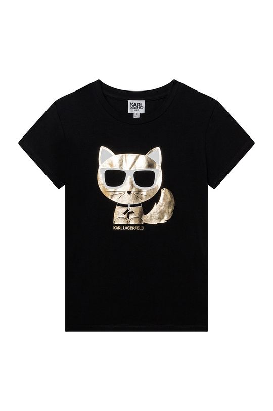 czarny Karl Lagerfeld t-shirt dziecięcy Z15358.156.162 Dziewczęcy