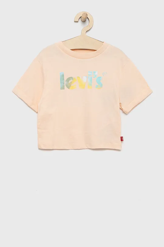 рожевий Дитяча бавовняна футболка Levi's Для дівчаток