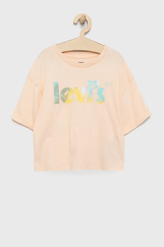 roza Otroška bombažna kratka majica Levi's Dekliški