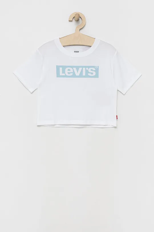 белый Детская хлопковая футболка Levi's Для девочек