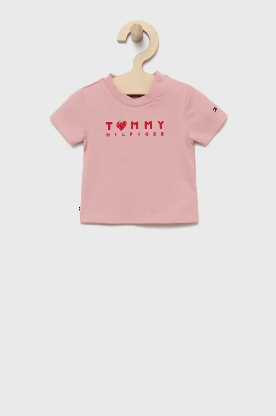 różowy Tommy Hilfiger t-shirt dziecięcy Dziewczęcy