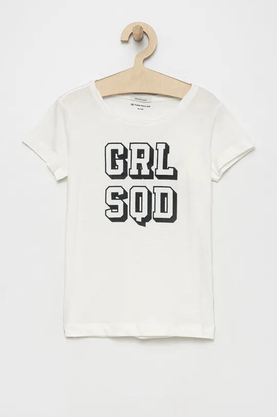 белый Детская хлопковая футболка Tom Tailor Для девочек