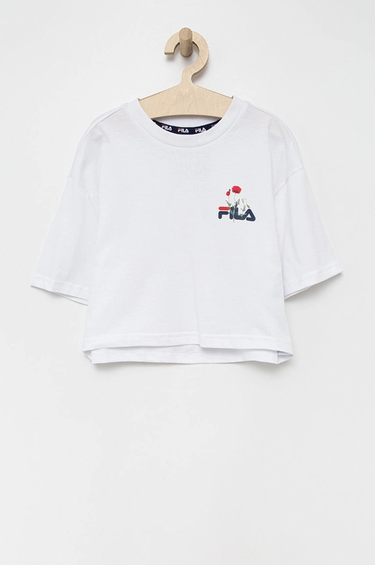 biały Fila t-shirt bawełniany dziecięcy Dziewczęcy