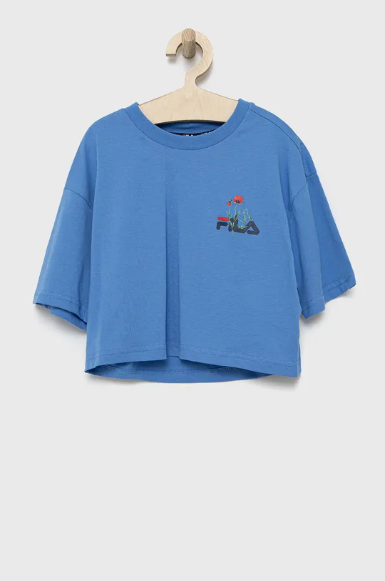 niebieski Fila t-shirt bawełniany dziecięcy Dziewczęcy