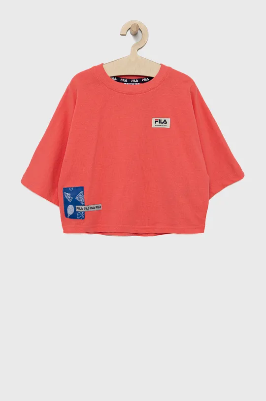 oranžna Otroška bombažna kratka majica Fila Dekliški