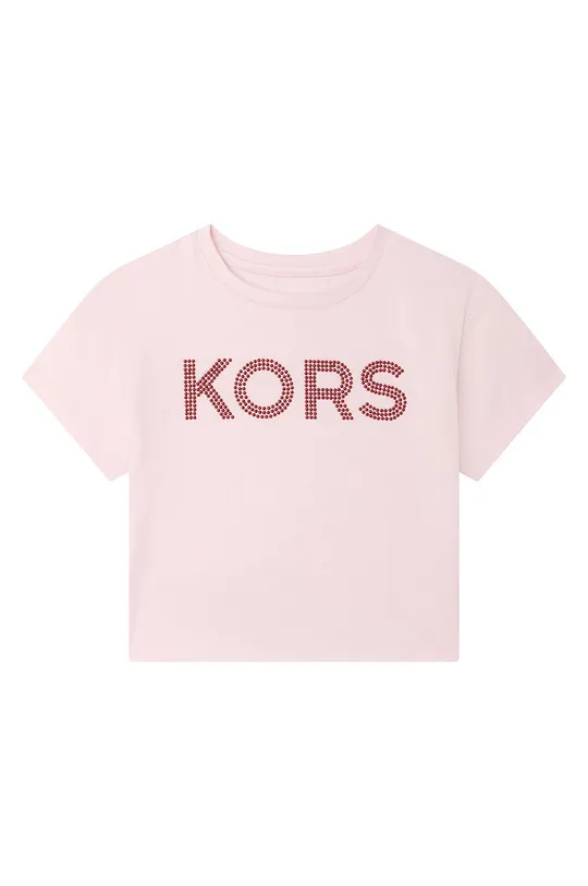 różowy Michael Kors t-shirt bawełniany dziecięcy R15112.114.150 Dziewczęcy