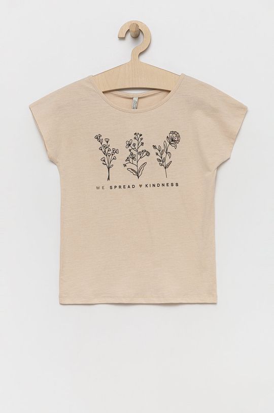 beżowy Birba&Trybeyond t-shirt bawełniany dziecięcy Dziewczęcy