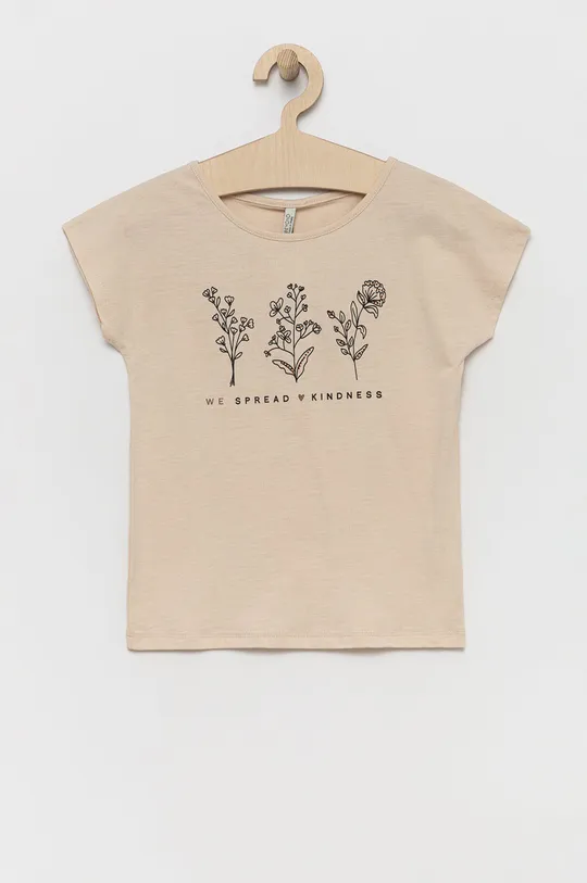 бежевий Дитяча бавовняна футболка Birba&Trybeyond Для дівчаток