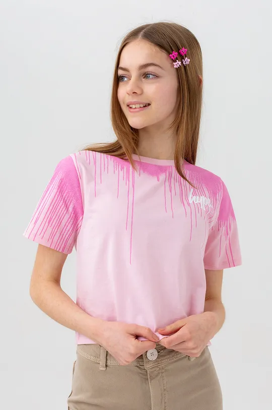 Παιδικό βαμβακερό μπλουζάκι Hype ροζ