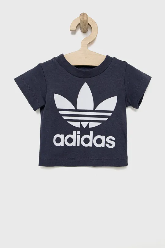 темно-синій Дитяча бавовняна футболка adidas Originals HE2190 Дитячий