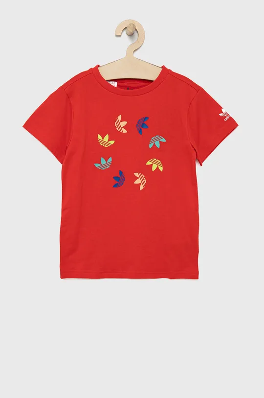 czerwony adidas Originals t-shirt bawełniany dziecięcy HF2132 Dziecięcy