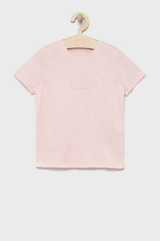 różowy Guess t-shirt bawełniany dziecięcy Dziecięcy
