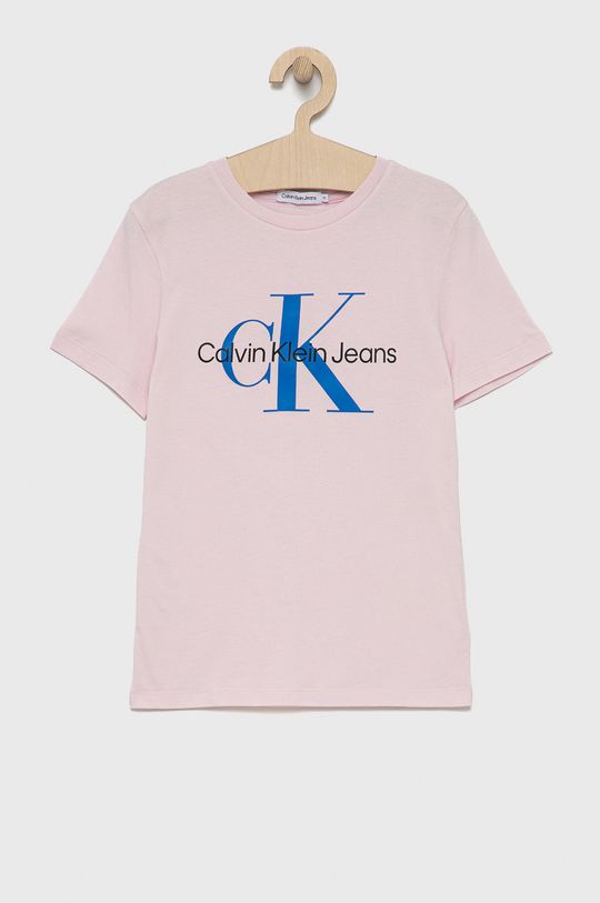 różowy Calvin Klein Jeans T-shirt bawełniany dziecięcy Dziecięcy