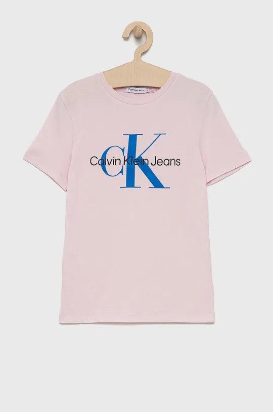 ροζ Calvin Klein Jeans - Παιδικό βαμβακερό μπλουζάκι Παιδικά