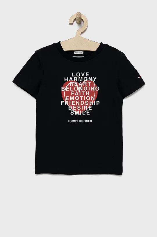 granatowy Tommy Hilfiger t-shirt bawełniany dziecięcy Dziecięcy