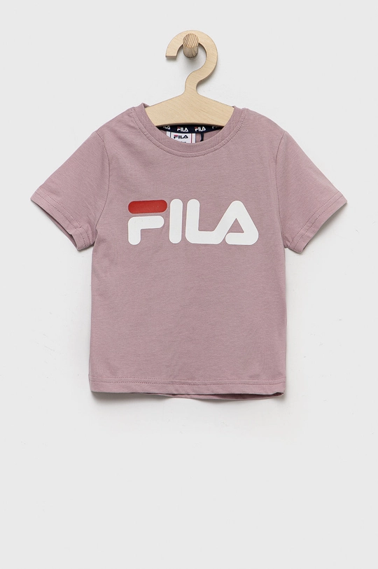 różowy Fila t-shirt bawełniany dziecięcy Dziecięcy