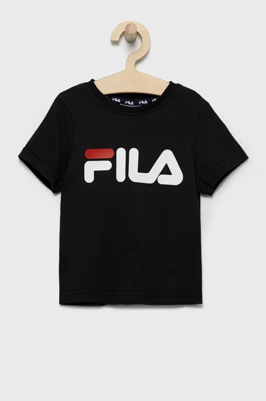 μαύρο Παιδικό βαμβακερό μπλουζάκι Fila Παιδικά