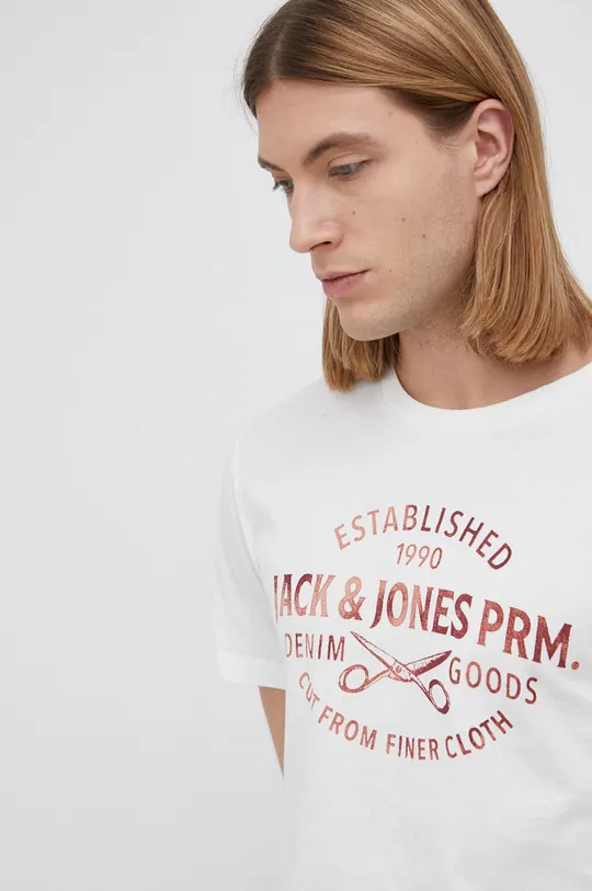 μπεζ Βαμβακερό μπλουζάκι Premium by Jack&Jones Ανδρικά