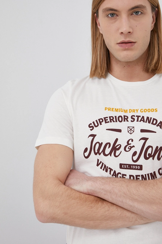 μπεζ Βαμβακερό μπλουζάκι Premium by Jack&Jones