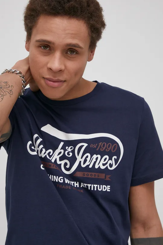 σκούρο μπλε Βαμβακερό μπλουζάκι Premium by Jack&Jones