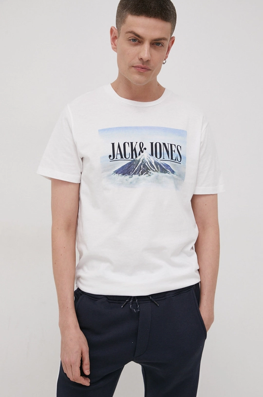 biały Jack & Jones T-shirt bawełniany Męski