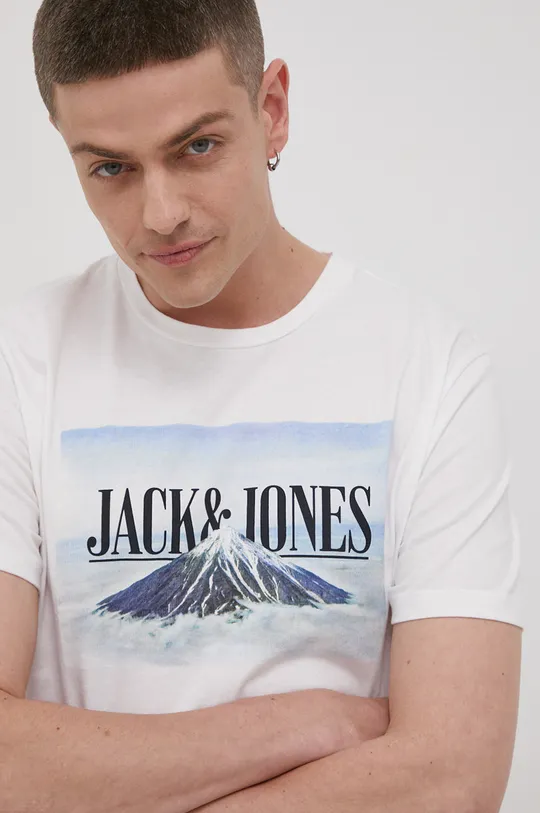 λευκό Βαμβακερό μπλουζάκι Jack & Jones