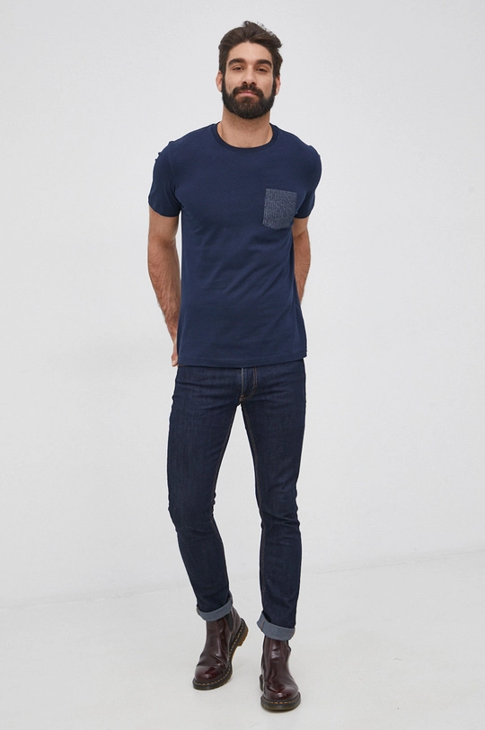 Selected Homme T-shirt bawełniany granatowy