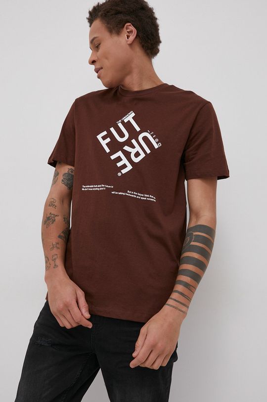 ciemny brązowy Only & Sons T-shirt bawełniany Męski