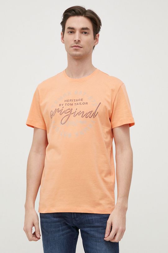 oranžová Bavlněné tričko Tom Tailor