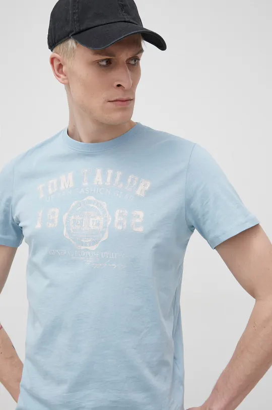 modrá Bavlnené tričko Tom Tailor