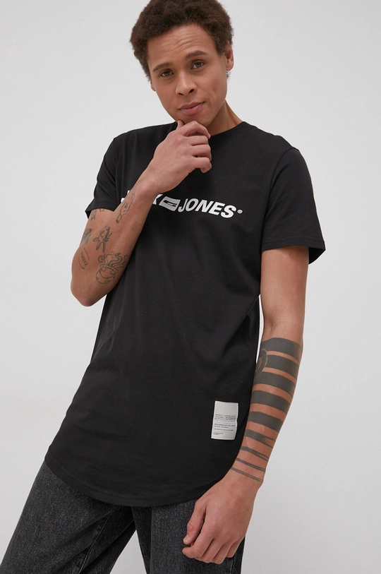 czarny Jack & Jones T-shirt bawełniany Męski