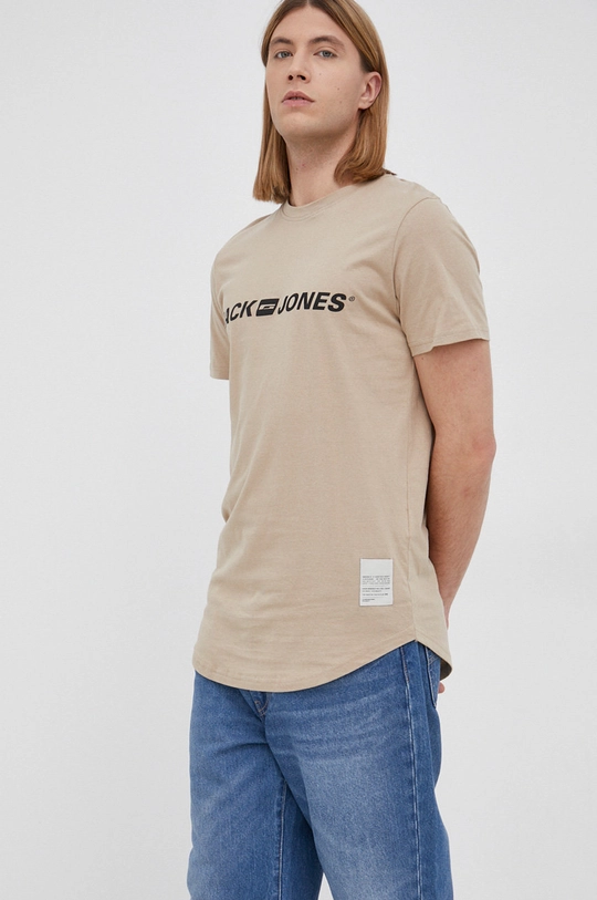 beżowy Jack & Jones T-shirt bawełniany