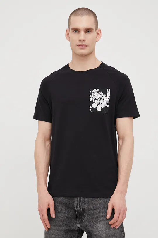 Βαμβακερό μπλουζάκι Jack & Jones μαύρο