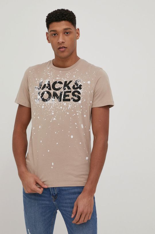 béžová Bavlnené tričko Jack & Jones Pánsky