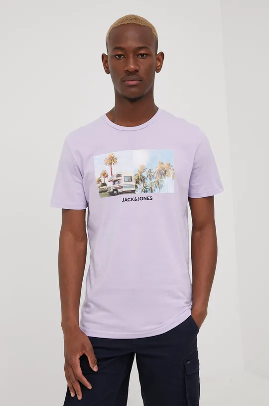 Jack & Jones t-shirt bawełniany fioletowy