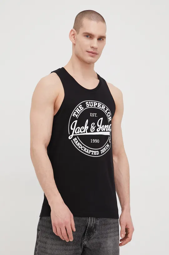 Βαμβακερό μπλουζάκι Jack & Jones μαύρο