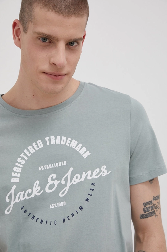 zielony Jack & Jones T-shirt bawełniany Męski