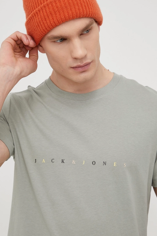 зелёный Хлопковая футболка Jack & Jones