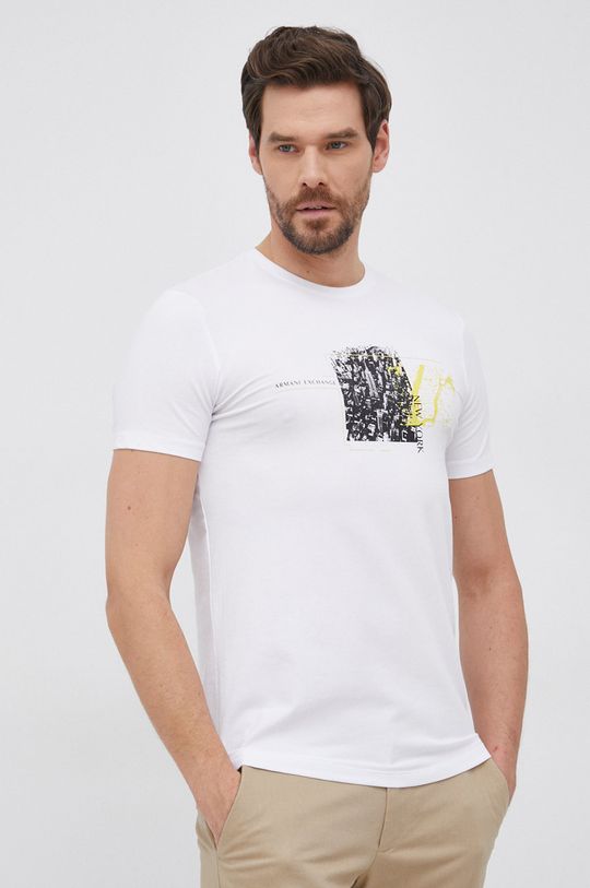 biały Armani Exchange T-shirt 3LZTFC.ZJE6Z Męski