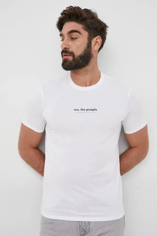 bela Bombažen t-shirt Armani Exchange Moški