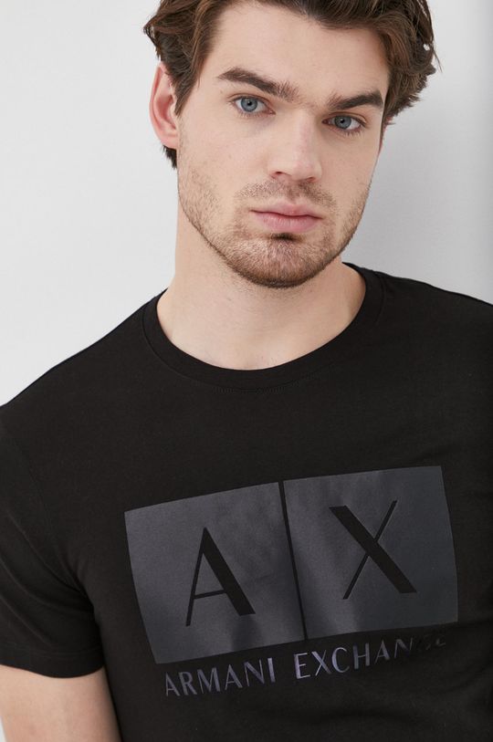 černá Bavlněné tričko Armani Exchange